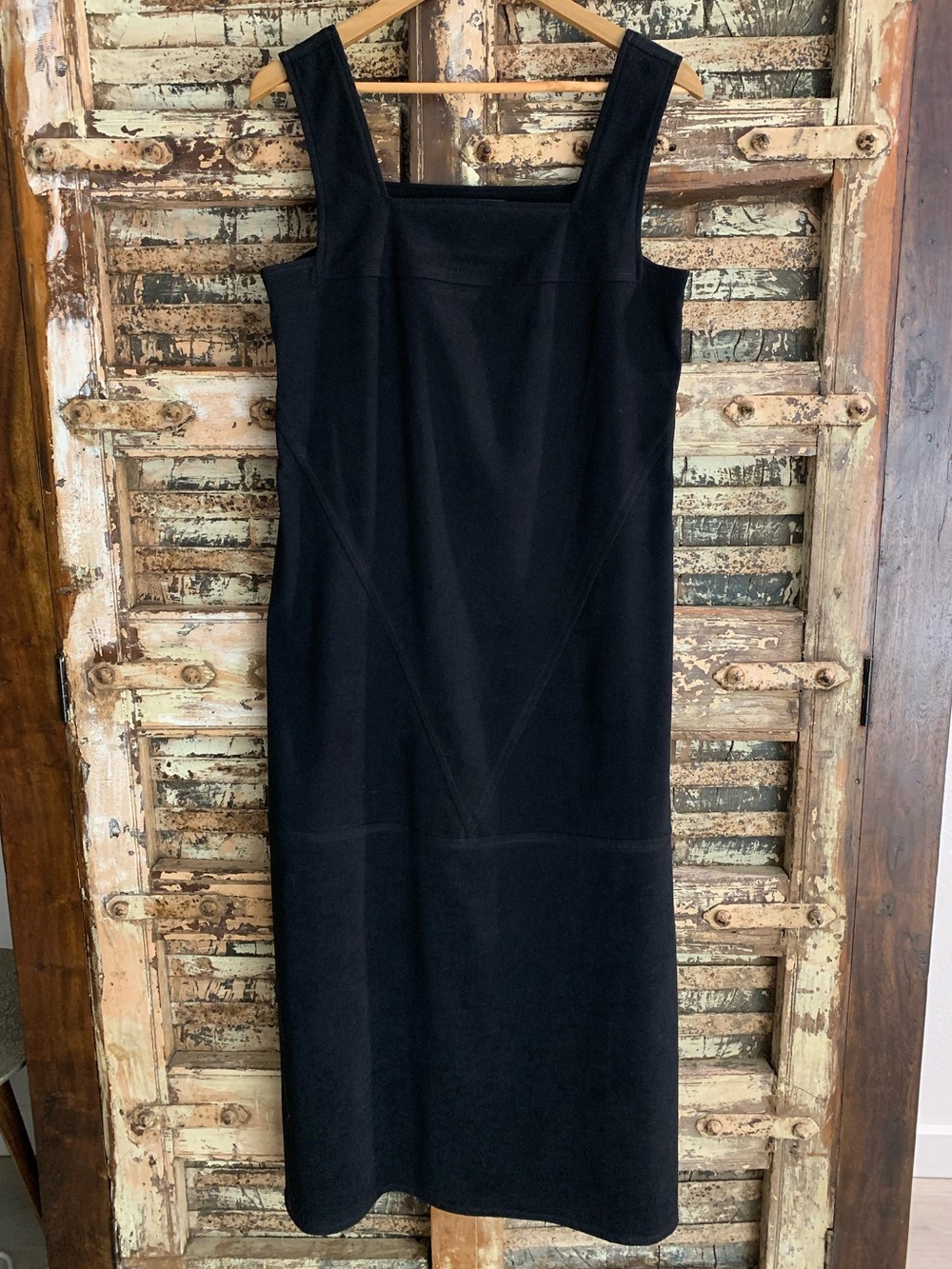 Vintage 90s Harve Bernard Black Sleeveless Sheath Dress Midi Maxi Office Siren 6